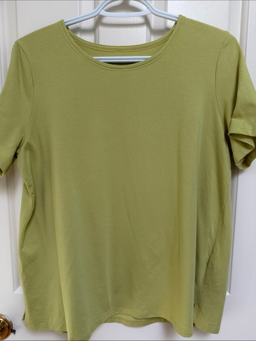 Eileen Fisher sz M 90% Organic Cotton Short Sleeve Tee Top - chartreuse